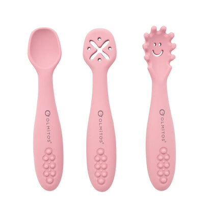 Para Comer Olmitos Set Tres Cubiertos De Aprendizaje rosa para bebe