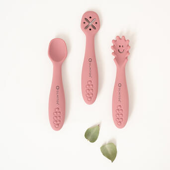 Para Comer Olmitos Set Tres Cubiertos De Aprendizaje rosa para bebe