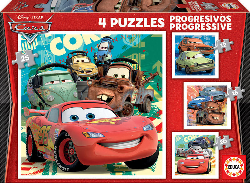 Construcciones Y Puzzles Educa Disney Pixar Cars 4 Puzzles Progresivos 12-16-20-25 Piezas multicolor para niños