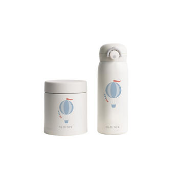 Para Comer Olmitos Set Termo Líquidos + Termo Sólidos Beige Ballon blanco para bebe