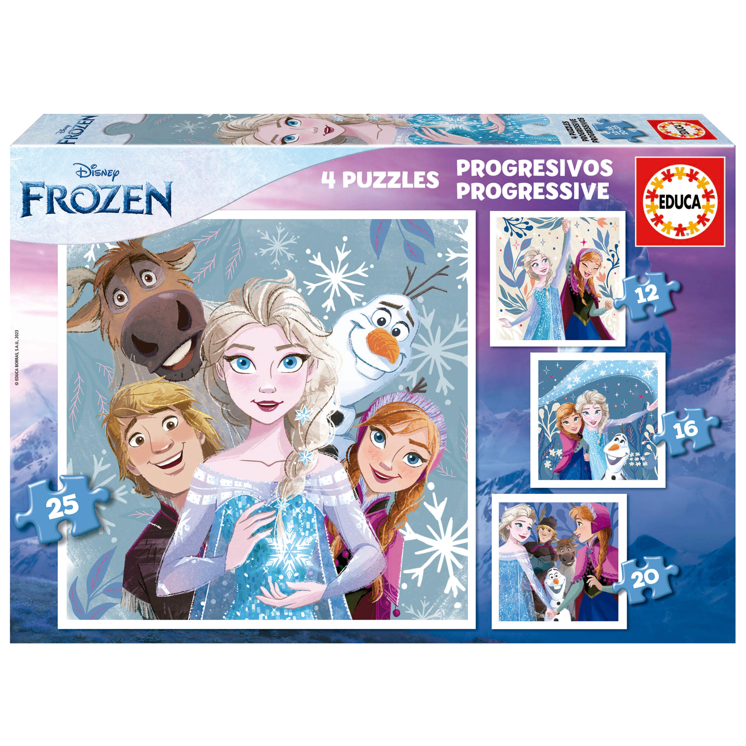 Juegos De Mesa Educa 4 Puzzles Progresivos Disney Frozen multicolor para niños