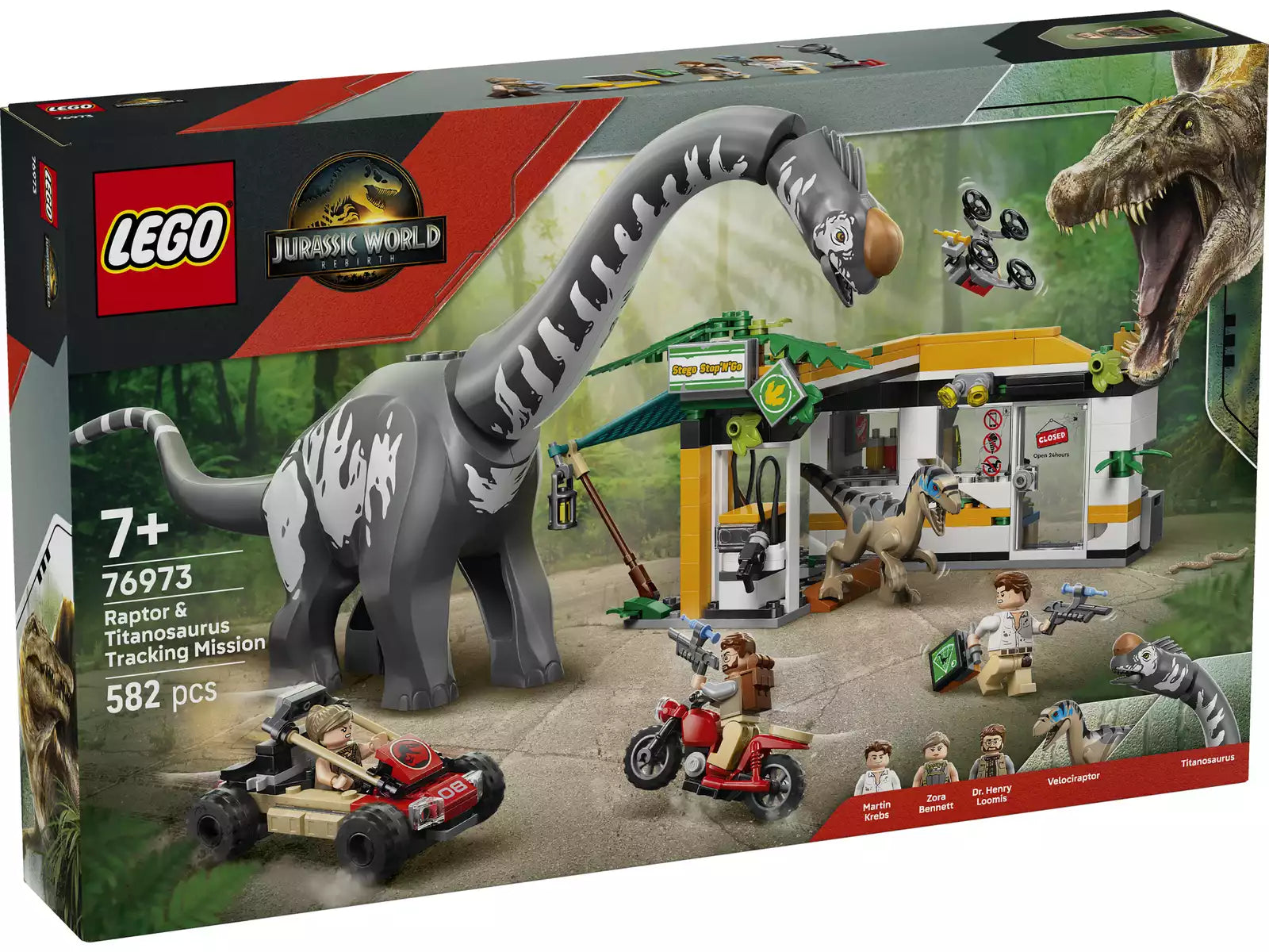 Construcciones Y Puzzles Lego Lego Jurassic World - Misión De Seguimiento : Raptor Y Titanosaurus multicolor para niños
