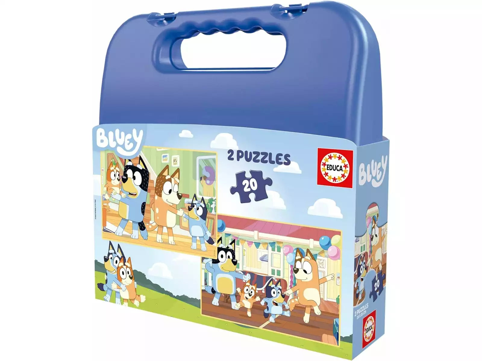 Construcciones Y Puzzles Educa Bluey Maletín 2 Puzzles 20 Piezas 28X20 Cm azul para niños