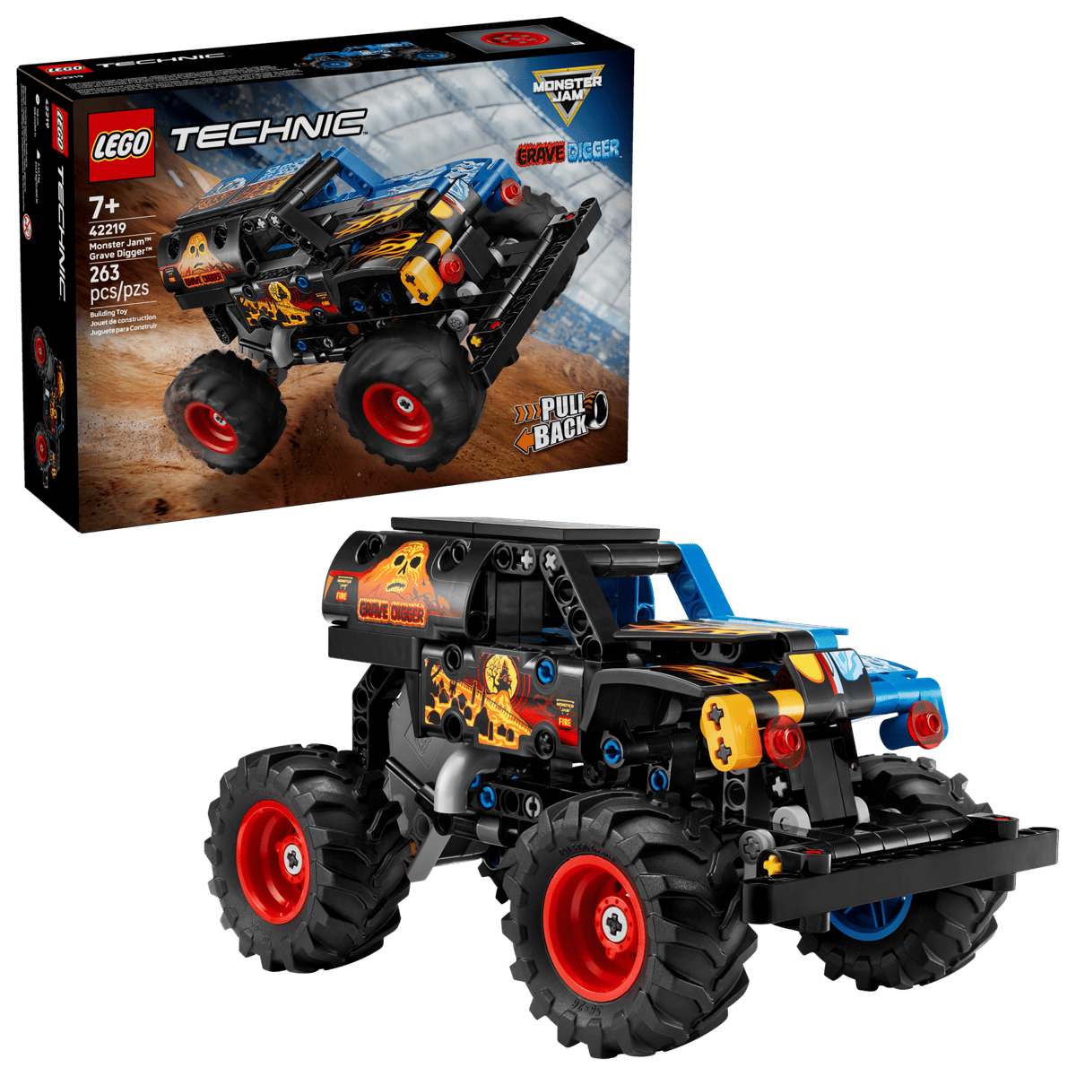 Construcciones Y Puzzles Lego Monster Jam Grave Digger Fuego Y Hielo negro para niños