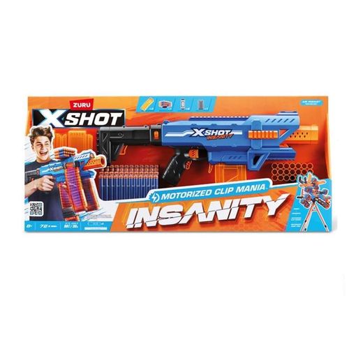 Aire Libre Zuru Lanzadardos Xshot Insanity Motorized Clip Blaster azul para niños