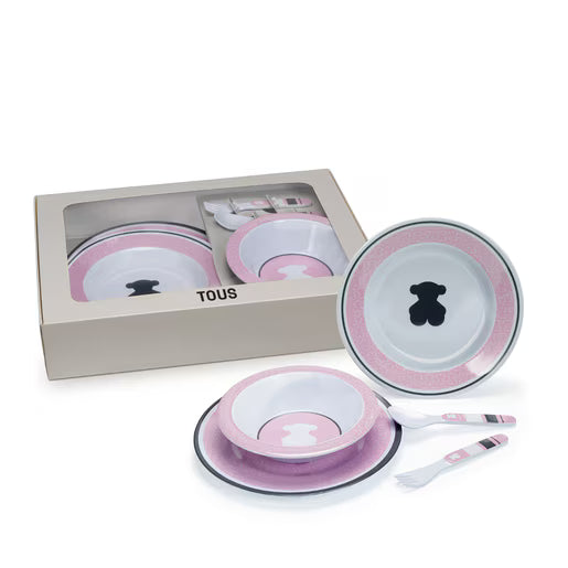 Para Comer Tous Set Vajilla Melamina 5 Piezas Feeding Rosa rosa para bebe