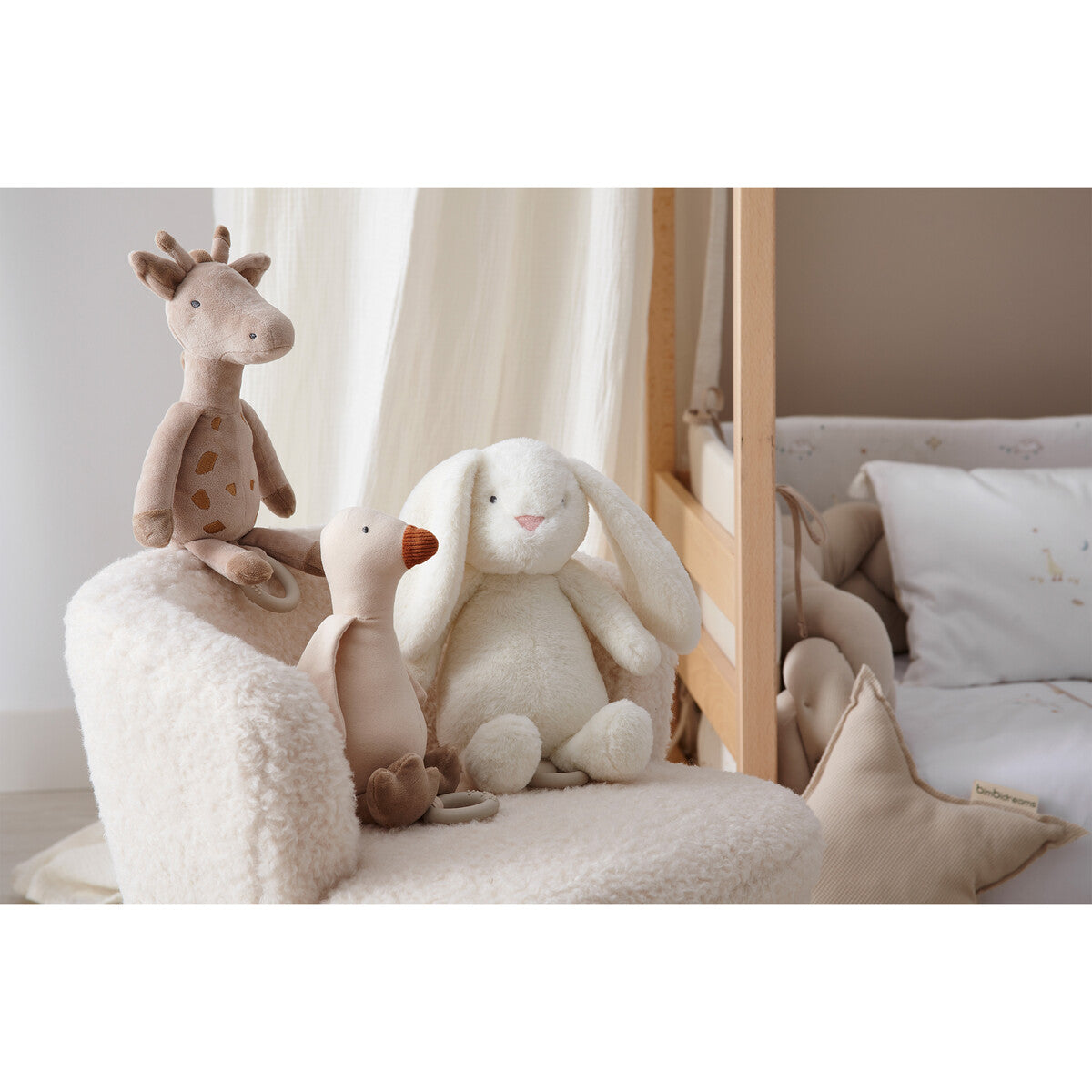 Muñecas Y Peluches Bimbidreams Peluche Musical Jirafa  30 Cm Noe Blanco/Lino beige para bebe