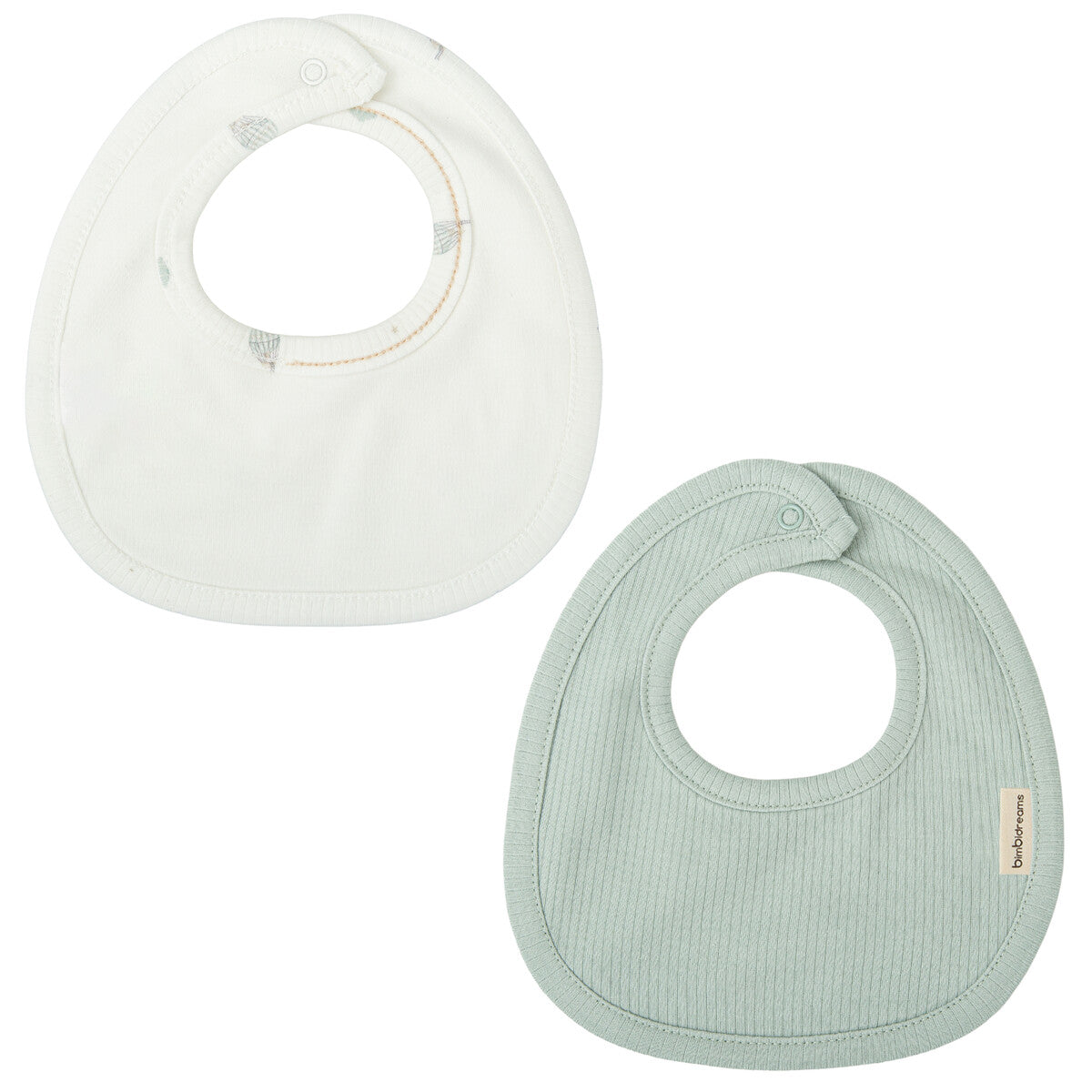 Para Comer Bimbidreams Pack 2 Baberos 19X19 Cm Blue Sky Blanco/Verde verde para bebe