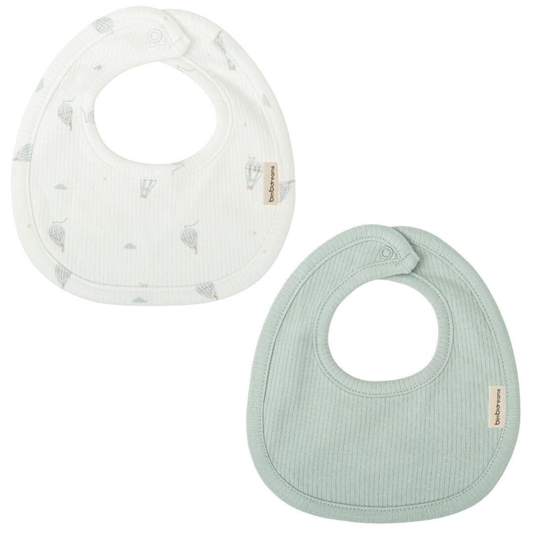 Para Comer Bimbidreams Pack 2 Baberos 19X19 Cm Blue Sky Blanco/Verde verde para bebe