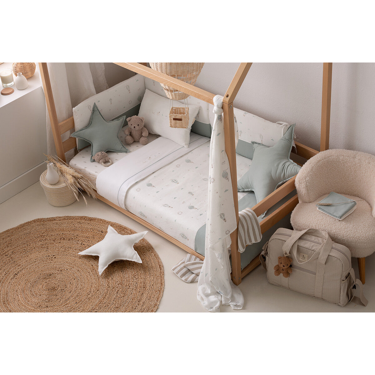 Paseo Bimbidreams Muselina Bambú 120X120 Cm Blue Sky Blanco/Verde multicolor para bebe