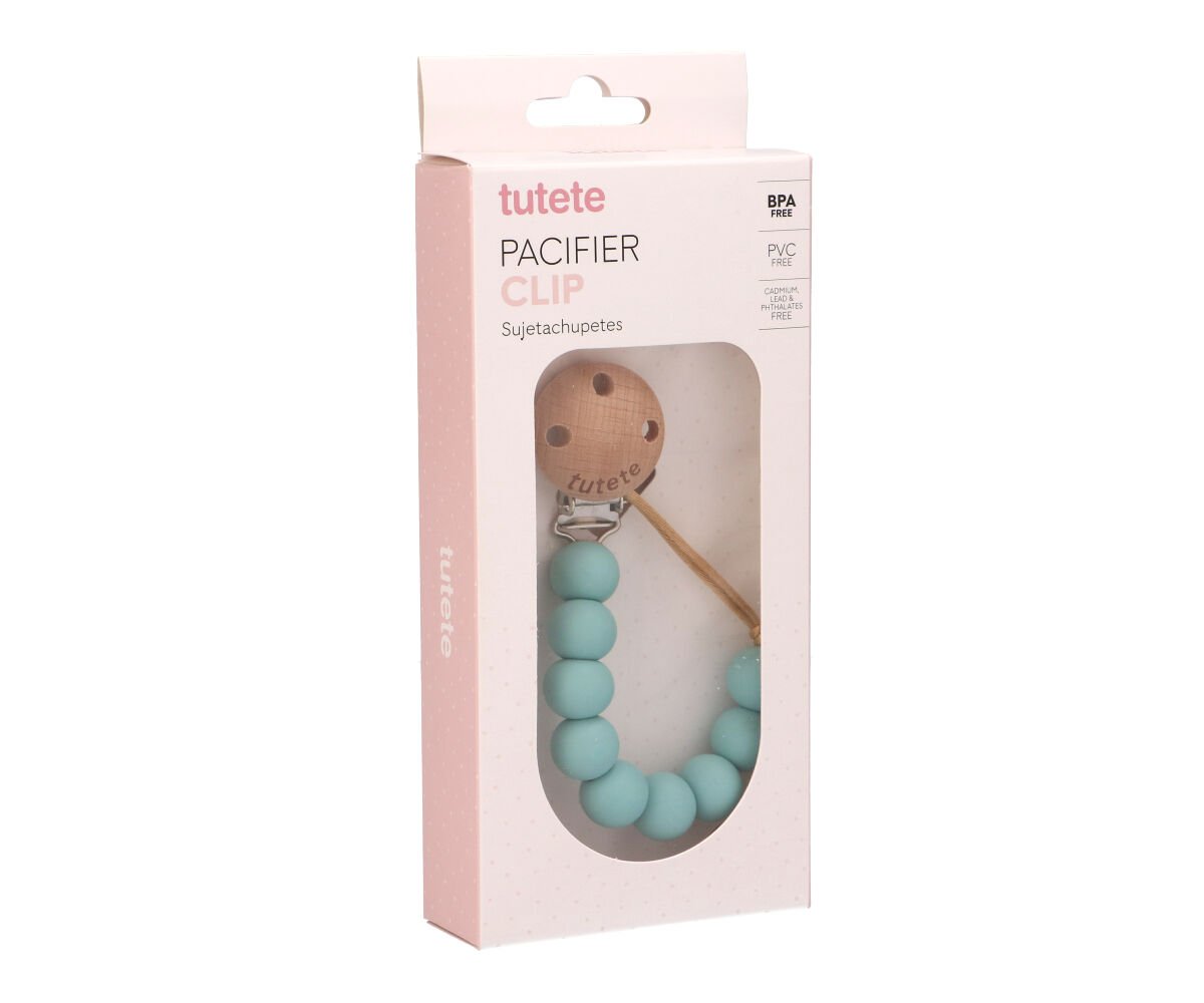 Lactancia Tutete 67398-Verde sujetachupetes silicona pure aque para mundo bebé