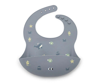 Para Comer Tutete Babero Silicona Con Depósito Wild Ocean azul para bebe