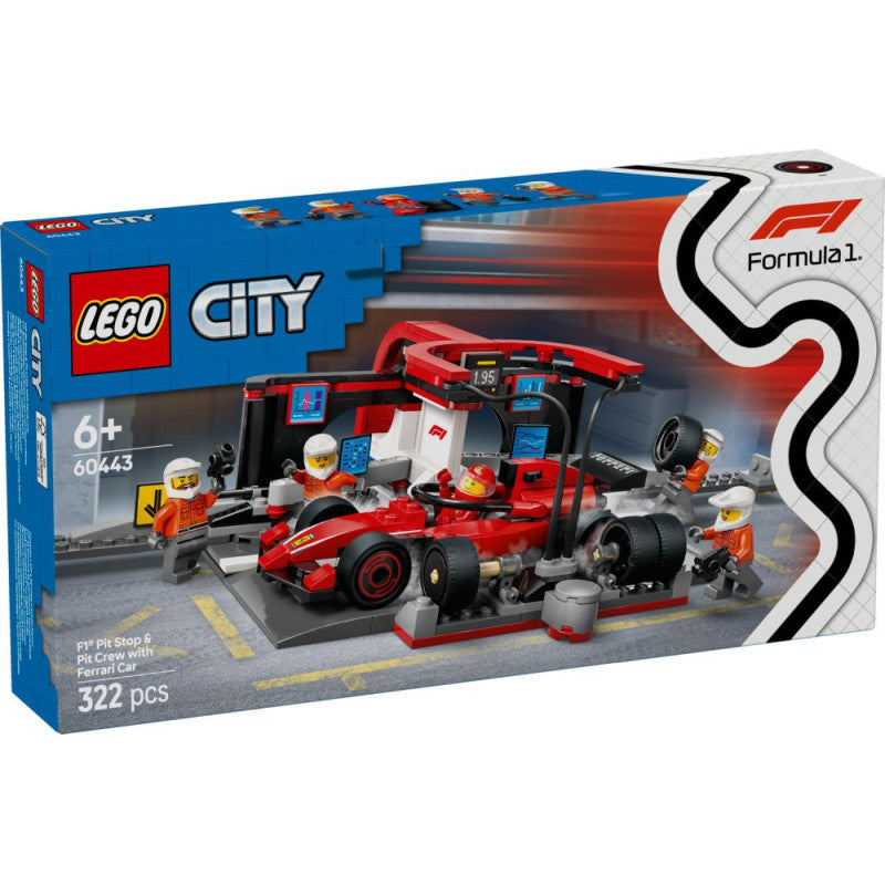 Construcciones Y Puzzles Lego City - Parada En Boxesde F1 Y Equipo De Mecánicos Con Coche Ferrari multicolor para niños