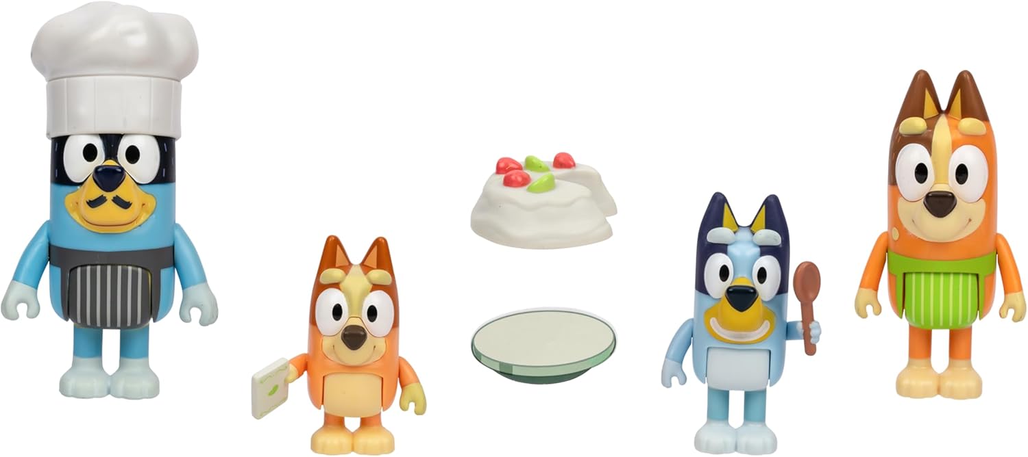 Figuras Y Minimundos Toy Planet Bluey 4 Figuras Let´S Play Chef  multicolor para niños