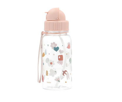 Para Comer Tutete Botella De Plástico Con Pajita Geometric Nature rosa para niños