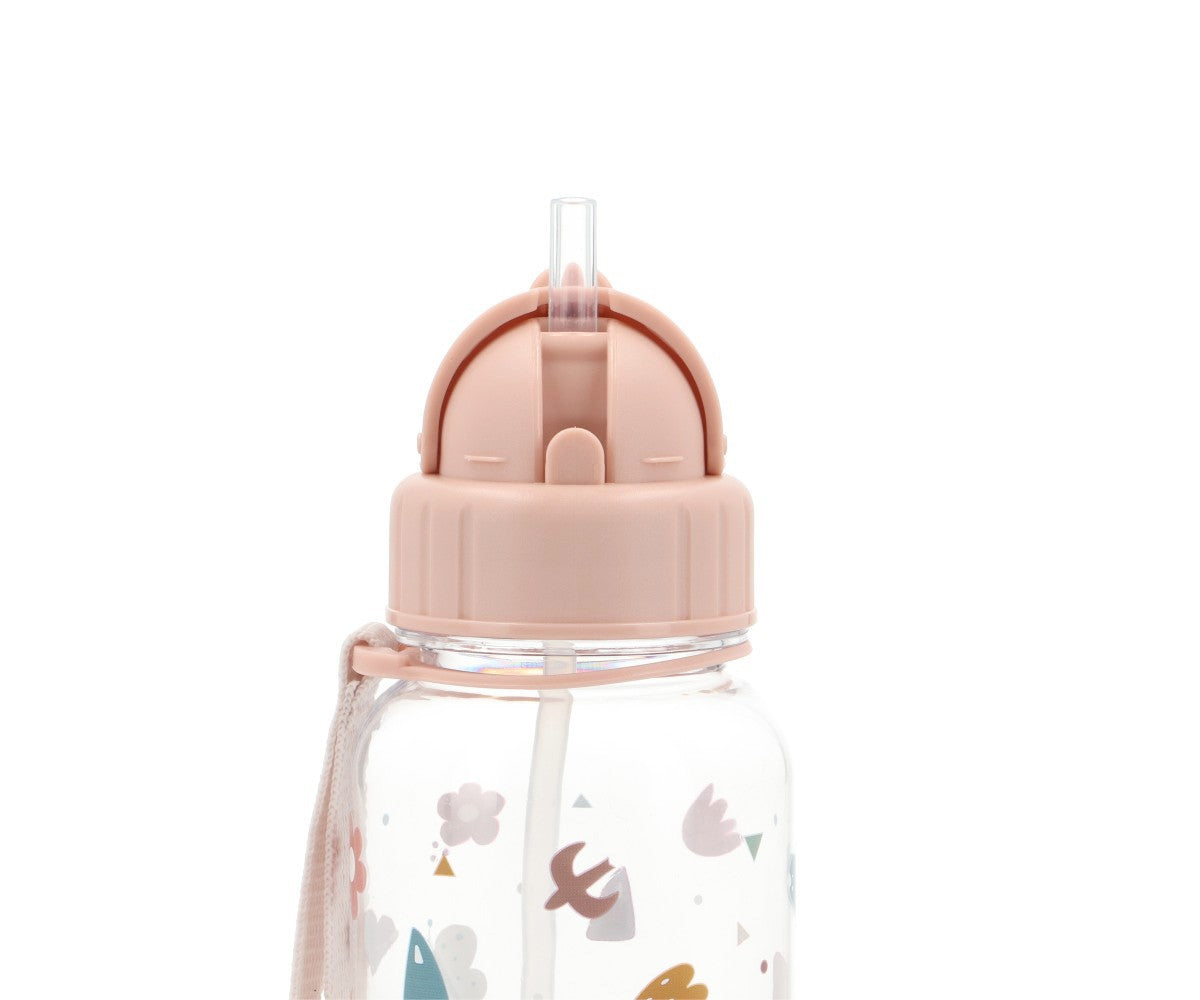 Para Comer Tutete Botella De Plástico Con Pajita Geometric Nature rosa para niños