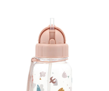 Para Comer Tutete Botella De Plástico Con Pajita Geometric Nature rosa para niños