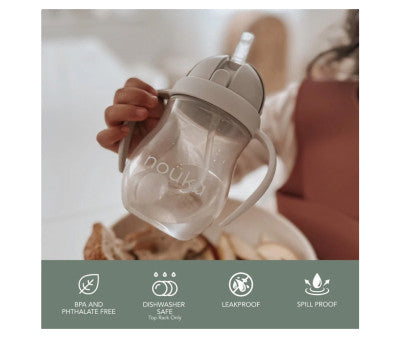 Para Comer Tutete Noüka - Taza Antiderrame Non Spill Con Pajita Flexible Con Peso 240Ml Wave azul para bebe