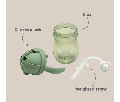 Para Comer Tutete Noüka - Taza Antiderrame Non Spill Con Pajita Flexible Con Peso 240Ml Wave azul para bebe