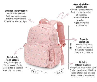 Paseo Tutete Mochila Infantil Blossom Birds rosa para bebe