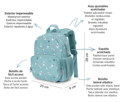 Paseo Tutete Mochila Infantil Pandas En El Espacio verde para bebe