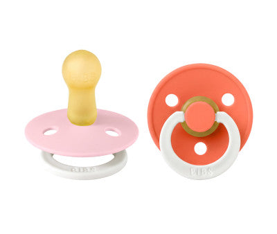 Lactancia Bibs Pack 2 Chupetes Nocturnos Bibs Colour Round Tango Glow/Baby Pink Glow rojo para bebe