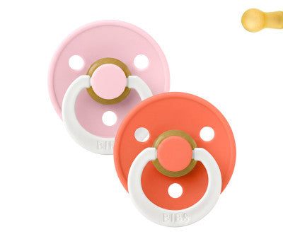 Lactancia Bibs Pack 2 Chupetes Nocturnos Bibs Colour Round Tango Glow/Baby Pink Glow rojo para bebe