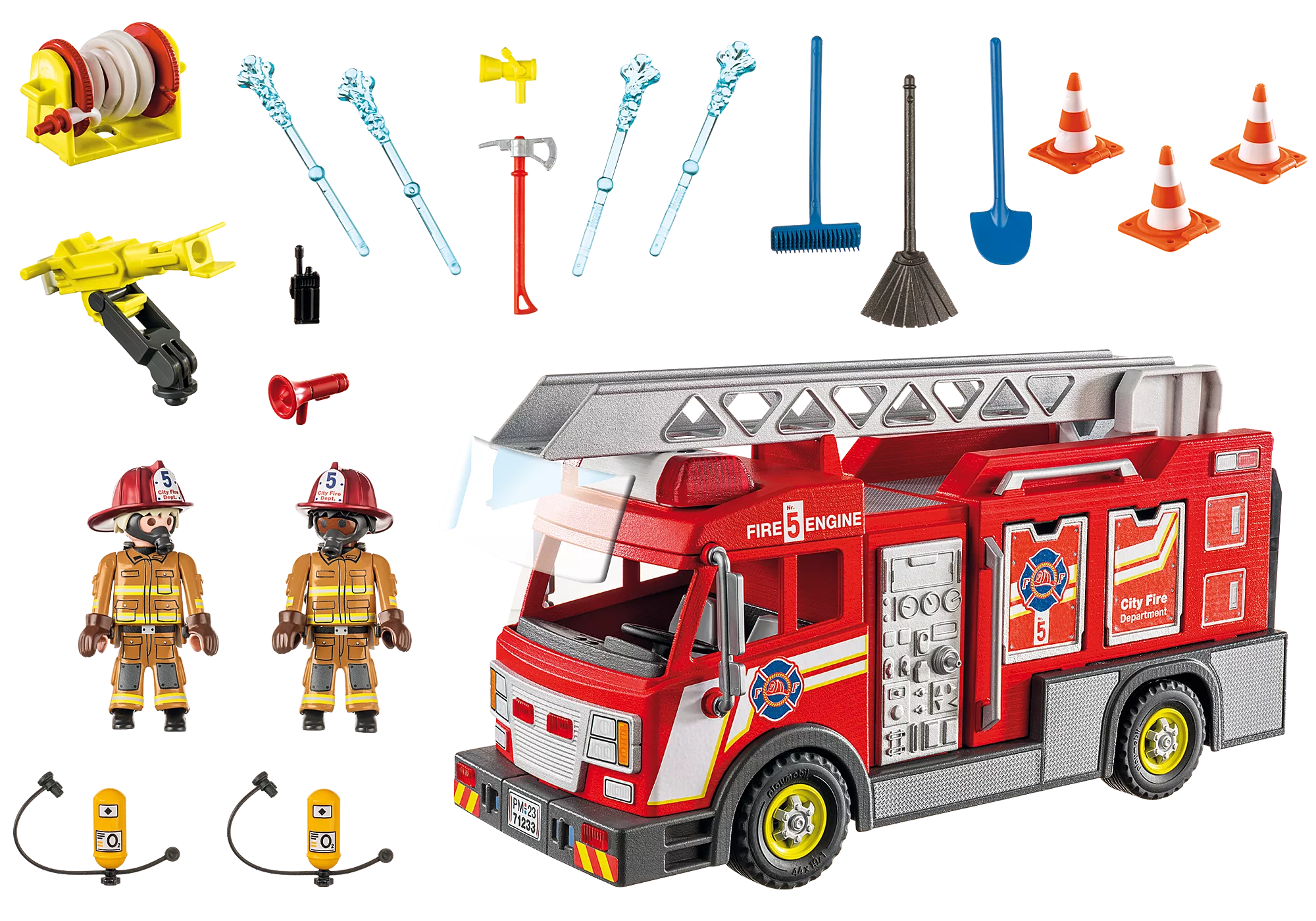 Figuras Y Minimundos Playmobil Camion De Bomberos rojo para niños