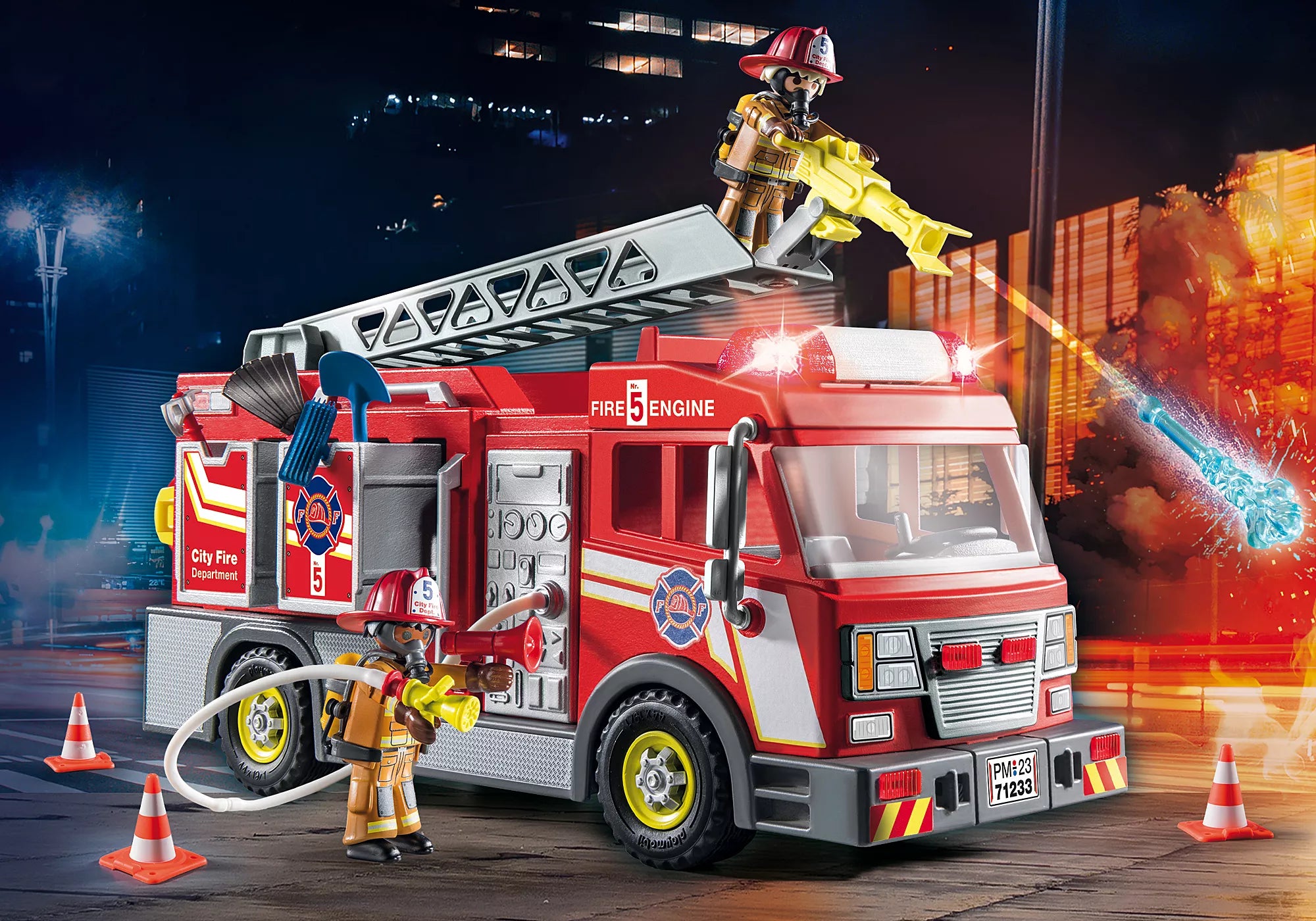 Figuras Y Minimundos Playmobil Camion De Bomberos rojo para niños