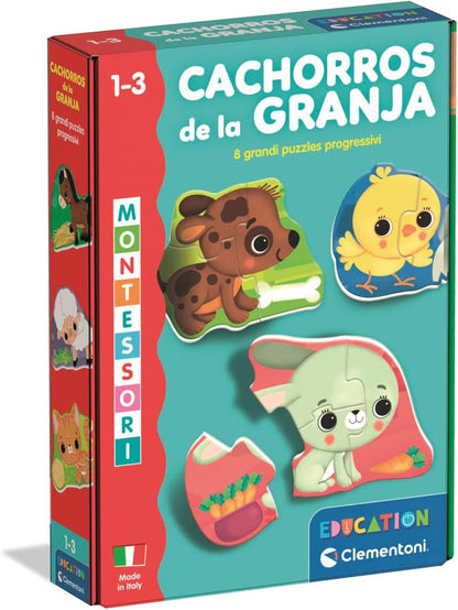 Juegos De Mesa Clementoni Montessori  Cachorros De La Granja multicolor para niños
