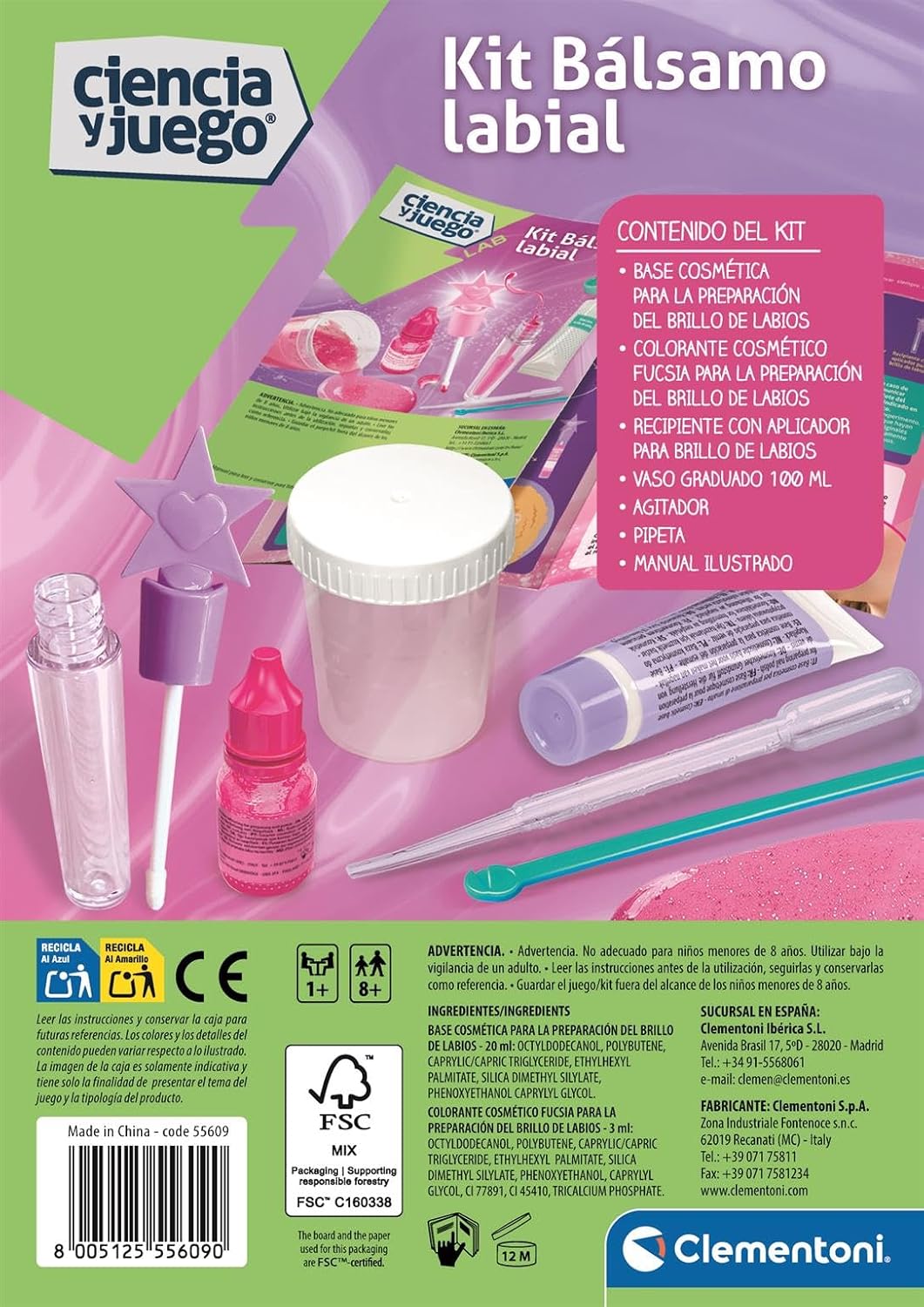 Juegos De Mesa Clementoni Kit Balsamo Labial multicolor para niños