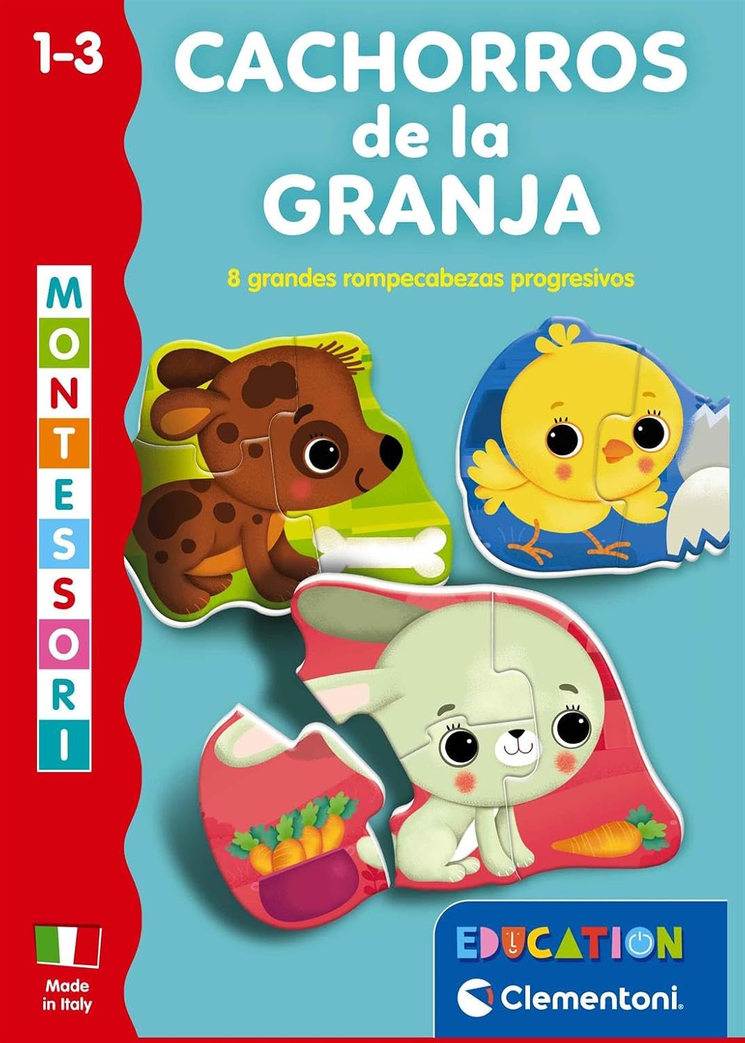 Juegos De Mesa Clementoni Montessori  Cachorros De La Granja multicolor para niños