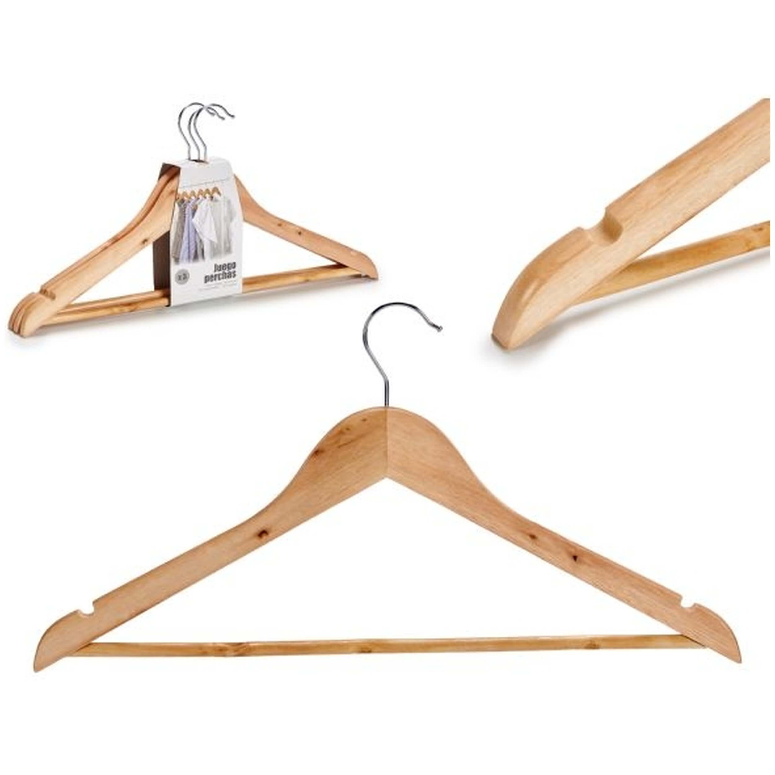 Utensilios Arte Regal Set De 3 Perchas Madera