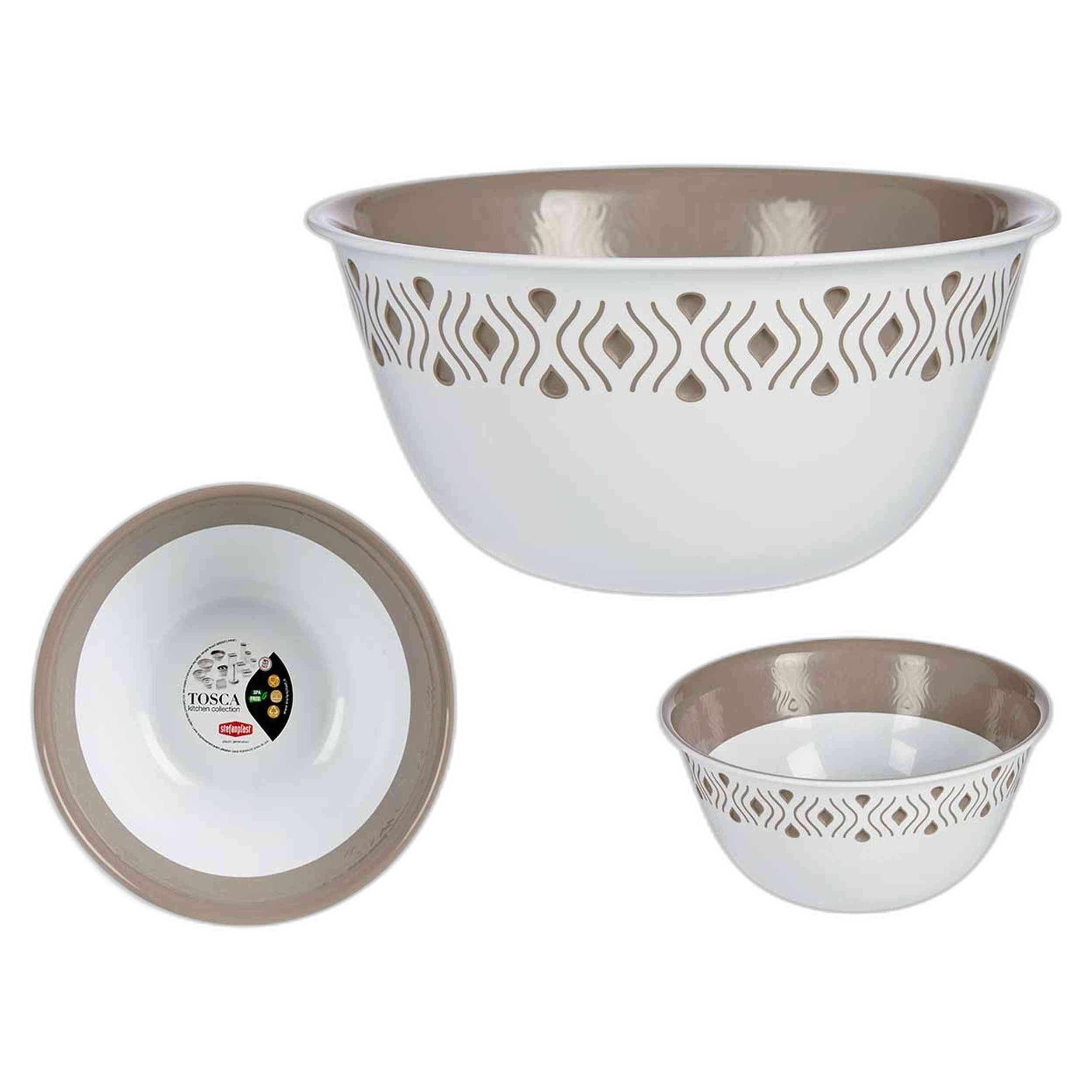 Utensilios Arte Regal Bol Plastico Tosca White Beige 23Cm