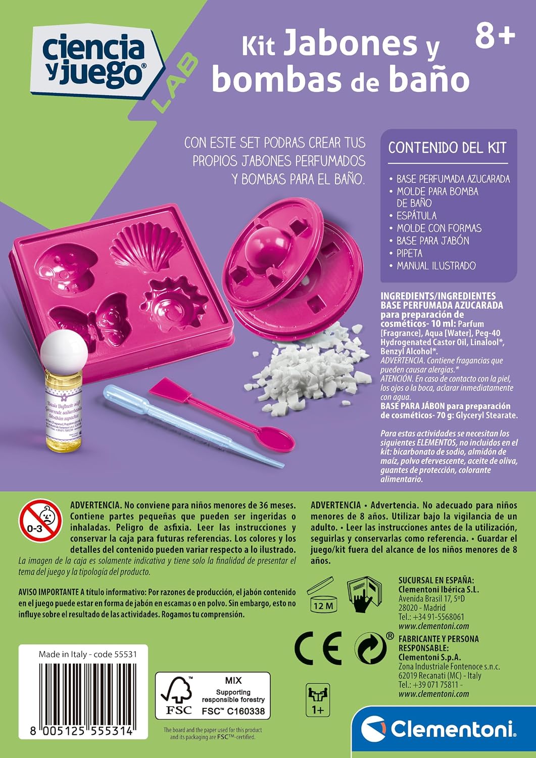 Juegos De Mesa Clementoni Kit Jabones Y Bombas De Baño multicolor para niños