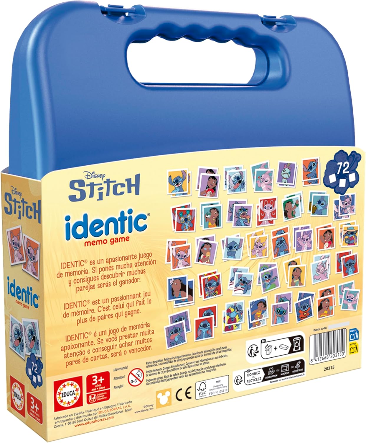 Juegos De Mesa Educa Disney Stitch Juego De Memoria En Maleta 72 Piezas multicolor para niños