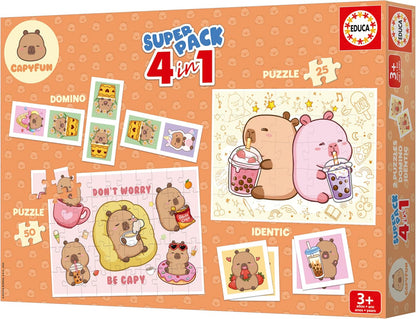 Juegos De Mesa Educa Super Pack 4 En 1 Capyfun multicolor para niños