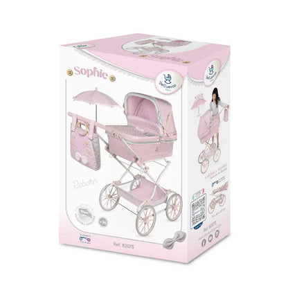 Muñecas Y Peluches De Cuevas Toys Sophie Coche Reborn Plegable  55 Cm Con Sombrilla rosa para niños