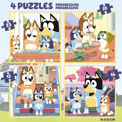 Construcciones Y Puzzles Educa Maleta 4 Puzzles Progresivos 12-16-20-25 Piezas Bluey multicolor para niños