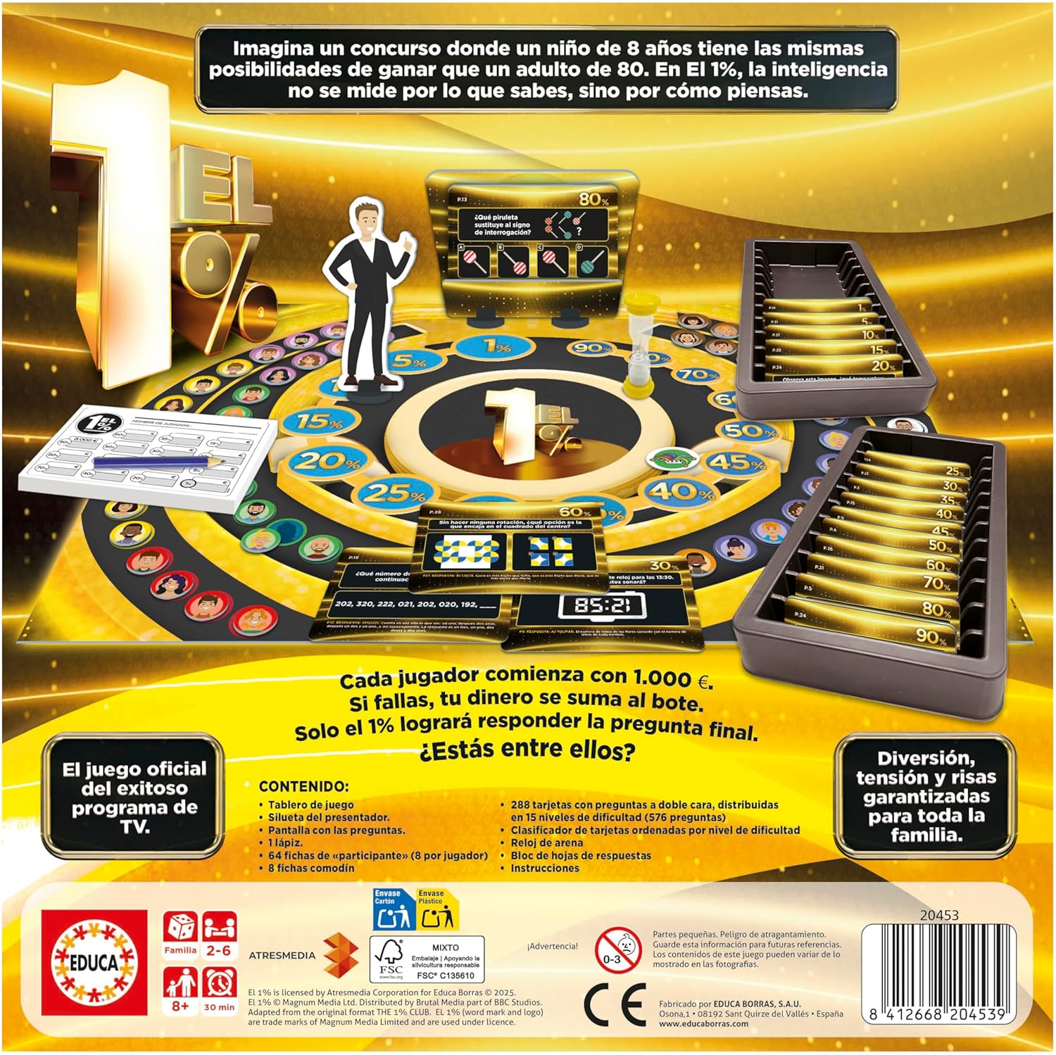 Juegos De Mesa Educa Borrás -Juego Oficial Del Concurso De Tv El 1% multicolor para niños
