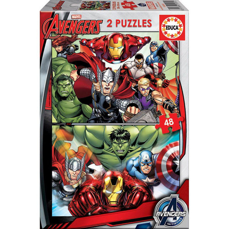 Construcciones Y Puzzles Educa Marvel Avengers - 2 Puzzles 48 Piezas 28X20 Cm multicolor para niños