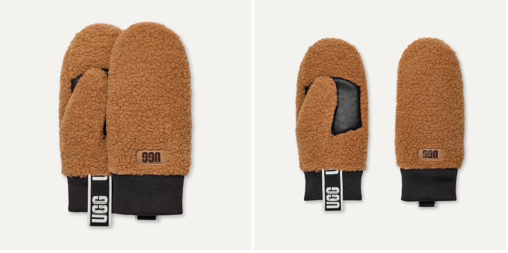 Guantes Ugg Fluff Mitten With Logo Tape camel para mujer