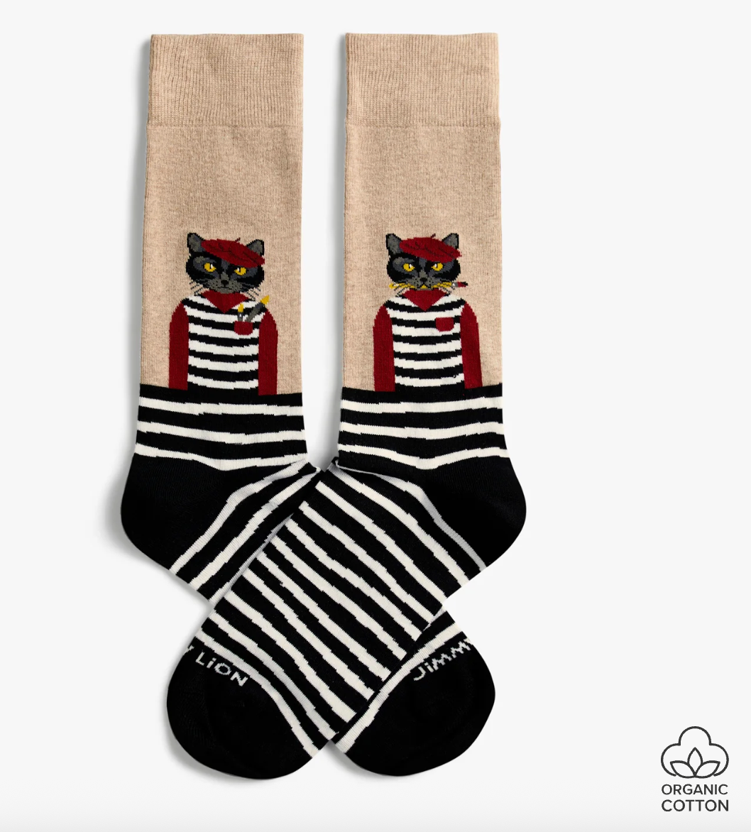 Calcetines Jimmy Lion Artist Cat beige para unisex