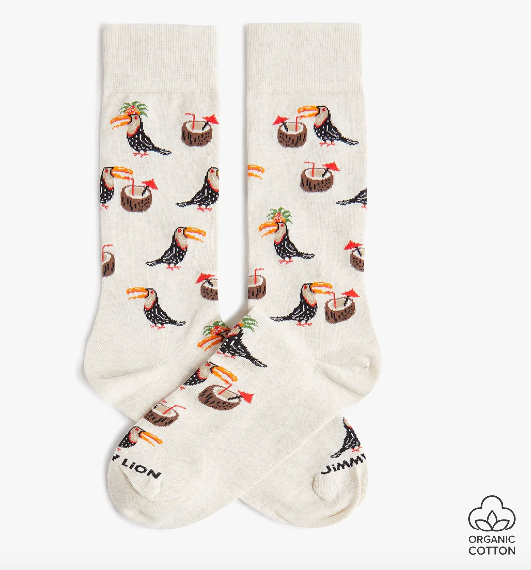 Calcetines Jimmy Lion Tropical Toucan beige para unisex