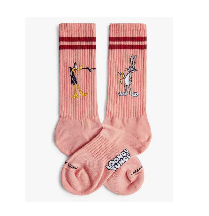 Calcetines Jimmy Lion Athletic Daffy Vs Bugs rosa para unisex