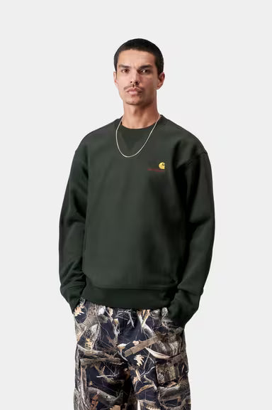 Sudadera Carhartt Aerican Script Sweat verde para hombre