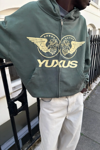 Sudadera Yuxus Vane Zip verde para hombre