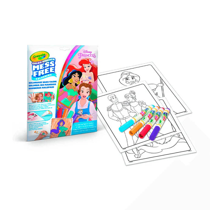 Juegos De Mesa Crayola Disney Princess Colorea Sin Manchas,18 Páginas Para Colorear Y 4 Rotuladores multicolor para niños