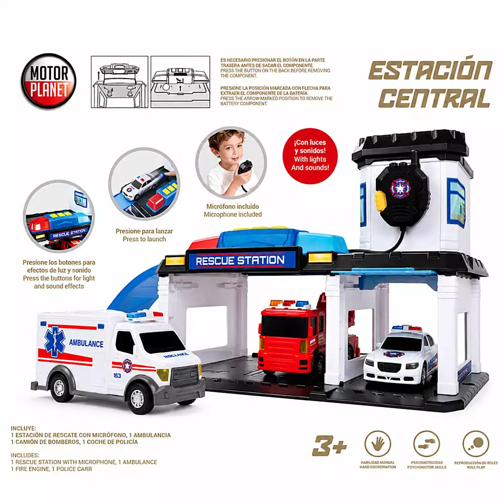 Vehículos Y Radiocontrol Toy Planet Estacion De Bomberos azul para niños