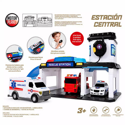 Vehículos Y Radiocontrol Toy Planet Estacion De Bomberos azul para niños